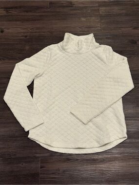 J.Crew Pullover Womens XS Ivory Quilted Diamond Mock Neck Funnel Long Sleeve Top